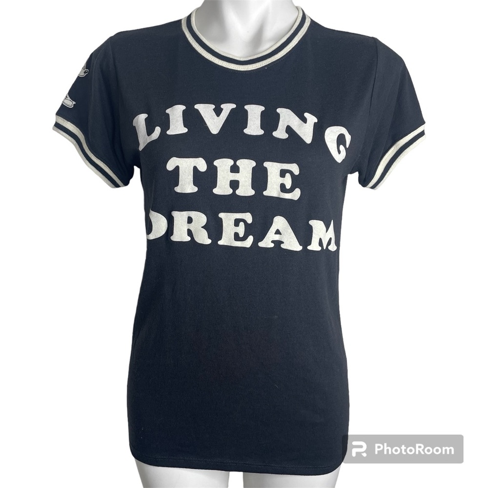 Junk Food Disney Living The Dream Tee M Black Ivory Mickey Mouse Banded T-shirt